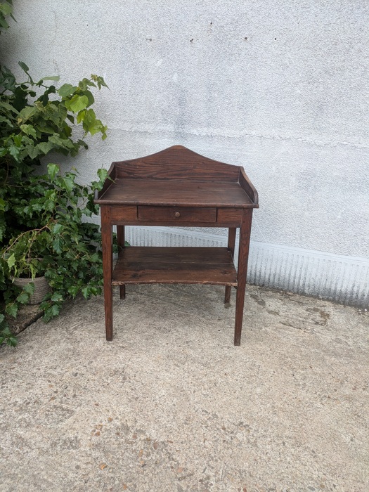 Coiffeuse Ancienne Années 70 – Noire – Table De Toilette Vintage 110 Cm