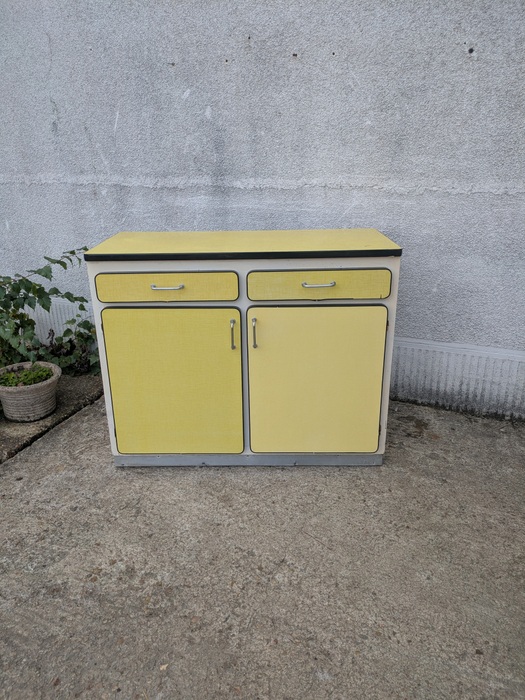 Buffet Haut Vintage En Formica – 121x44 Cm, Hauteur 178 Cm – Meuble Ancien