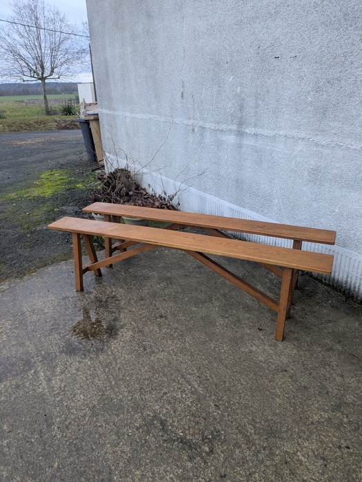 Paire de bancs en chêne, brocante en ligne (1)