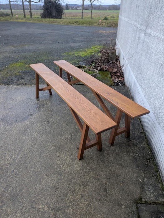Paire de bancs en chêne, brocante en ligne (2)