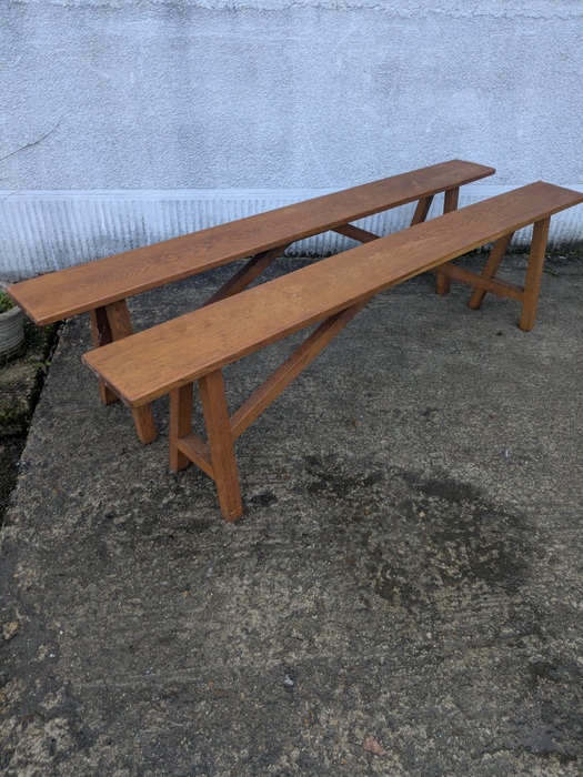 Paire de bancs en chêne, brocante en ligne (5)